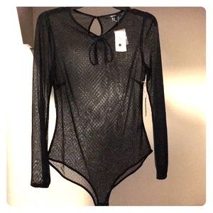 F21 Black Sheer Bodysuit